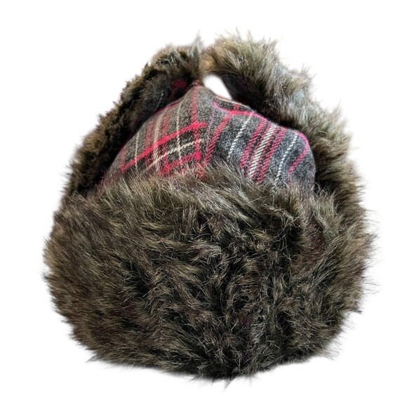 Dakota Dan Tropper Hat Womens Ear Flap Pink Plaid Faux Fur one size fits all - Picture 4 of 11